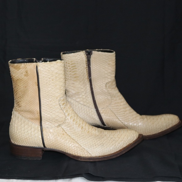 Buttero Beige Python Skin & Leather Boots size 42 - Picture 3 of 9